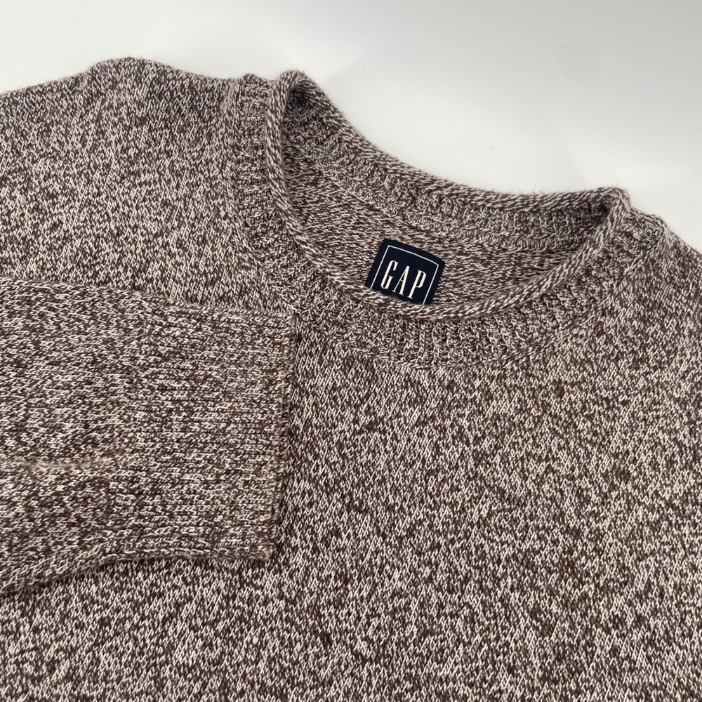 Gap Sweater Mens XL Brown Heather Wool Blend Marled Knit Crewneck Pullover